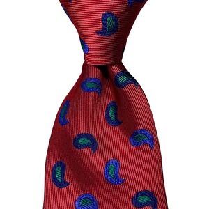 Bullock & Jones Tie Paisley Mens OS Red Silk England Vintage Formal Accessory‎